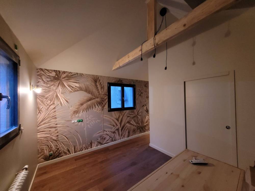 Intérieur extension ossature bois